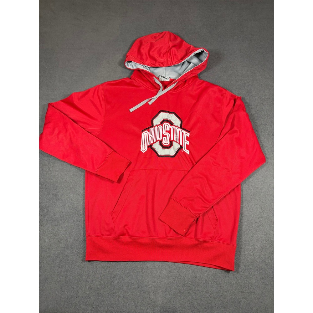 Stadium Athletics Hoodie Mens Large Red Ohio State Buckeyes Embroidered Pullover